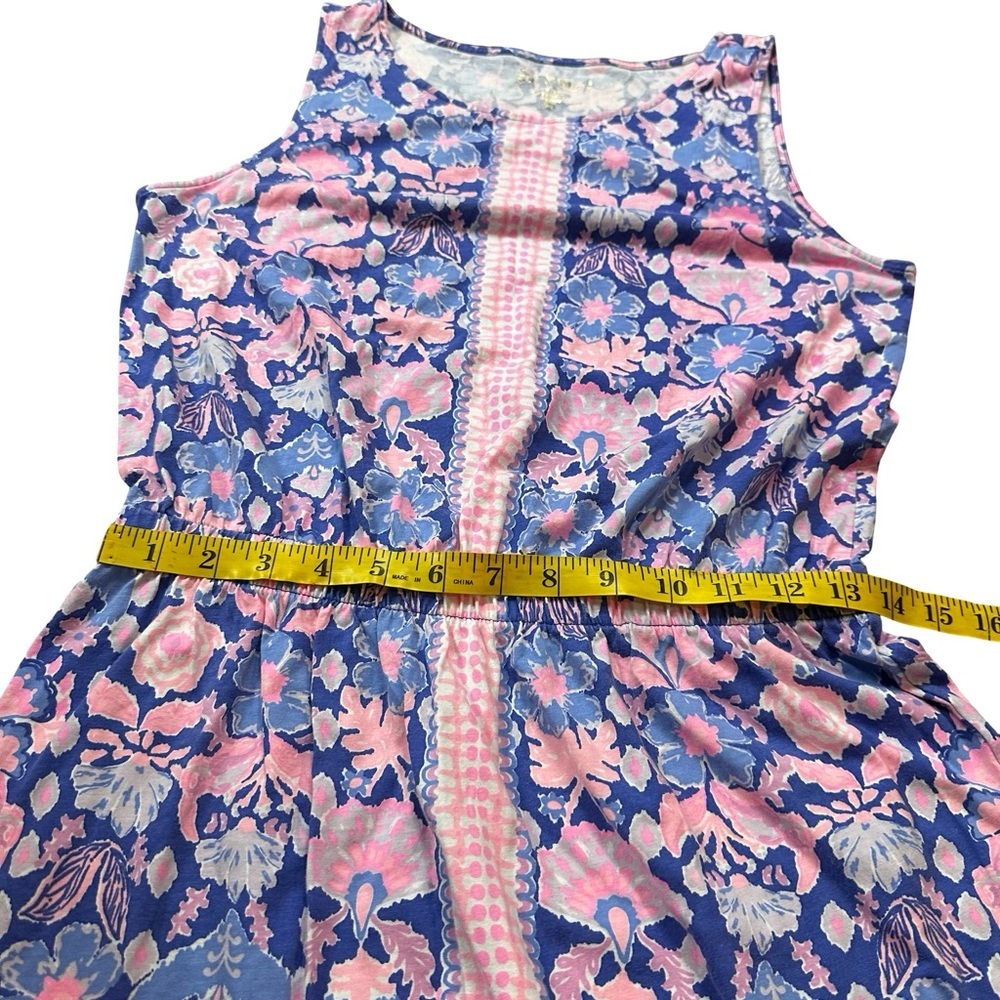 Sleeveless Blue & Pink Floral Summer Dress - Picture 11 of 13